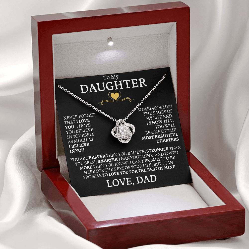 To My Daughter Never Forget That I Love You - Love Knot Necklace - Love, Dad