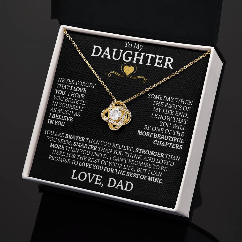 To My Daughter Never Forget That I Love You - Love Knot Necklace - Love, Dad