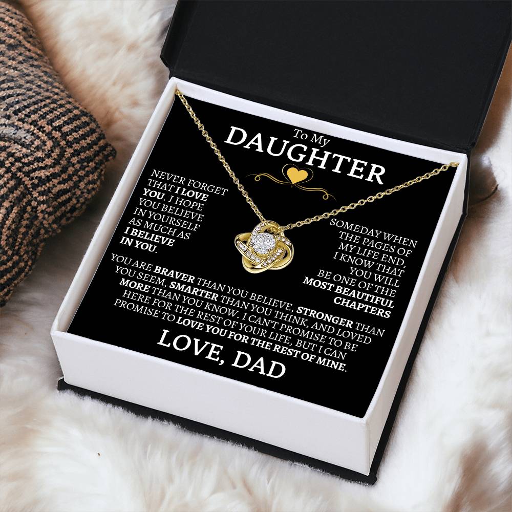 To My Daughter Never Forget That I Love You - Love Knot Necklace - Love, Dad