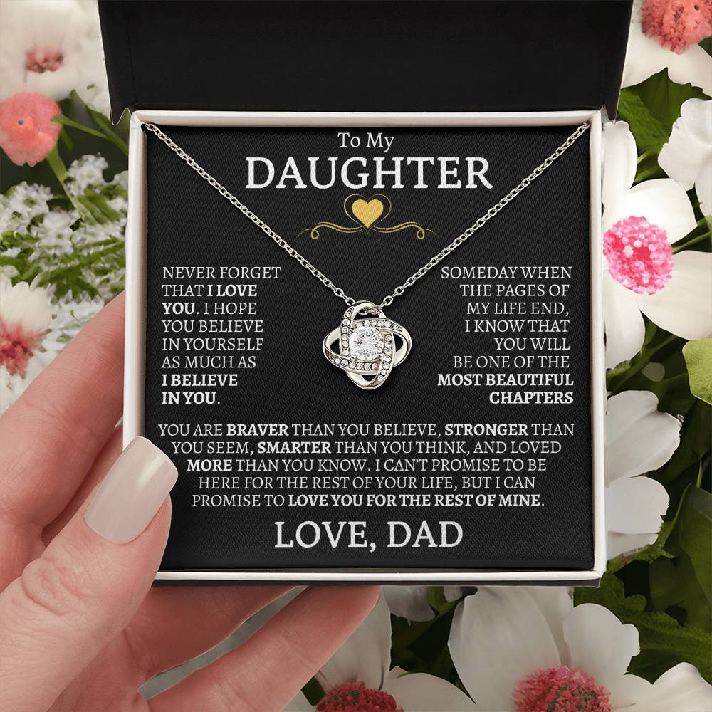 To My Daughter Never Forget That I Love You - Love Knot Necklace - Love, Dad