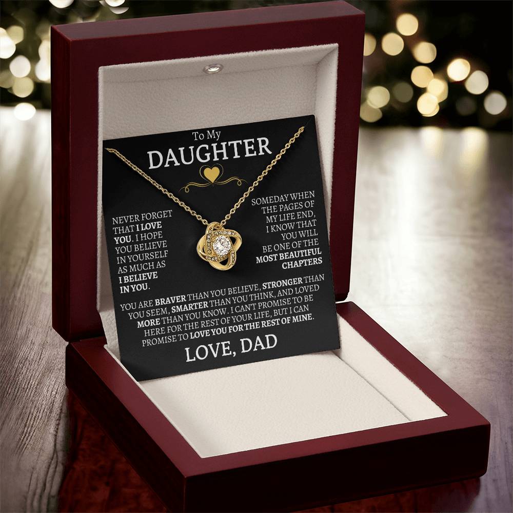 To My Daughter Never Forget That I Love You - Love Knot Necklace - Love, Dad